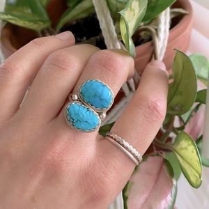 Double Turquoise Sterling Silver Ring